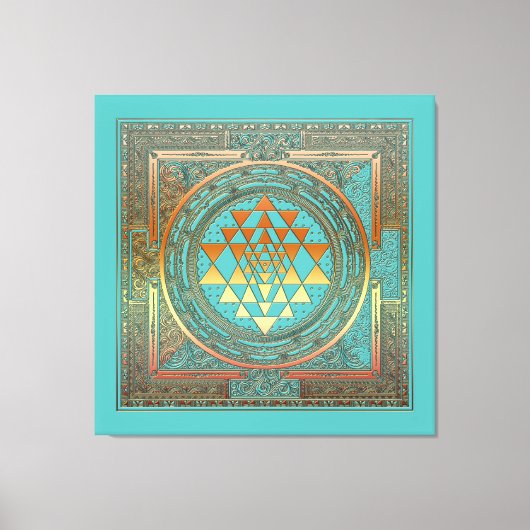 Leinwand Yoga Manala Chakra Gold-Symbol türkis (Vorderseite)