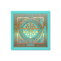 Leinwand Yoga Manala Chakra Gold-Symbol türkis