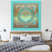 Leinwand Yoga Manala Chakra Gold-Symbol türkis (Insitu (Schlafzimmer))