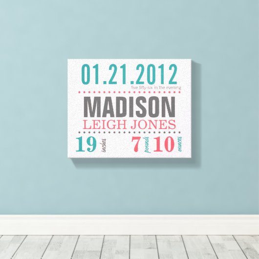 Leinwand zum Geburtsdatum des Kindes - Cotton Cand (Insitu (Holzboden))