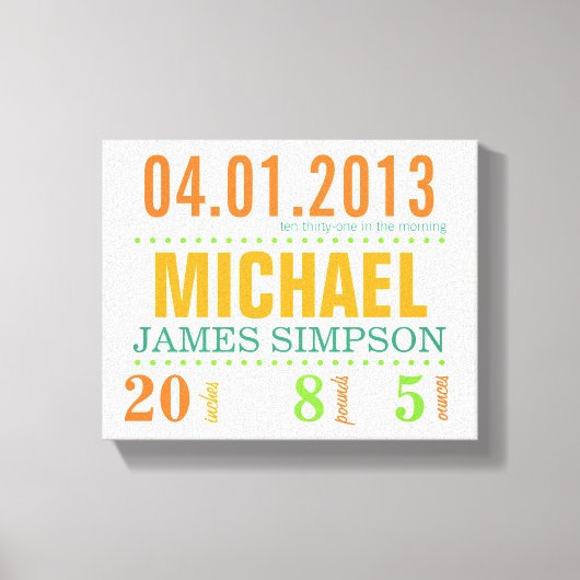 Leinwand zum Geburtsdatum des Kindes - Zirkus (Vorderseite)