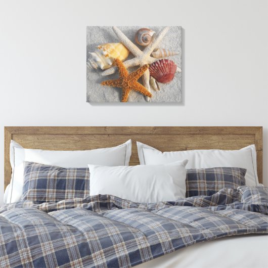 Leinwand zum tropischen Seashell/Starfish Weißer S (Insitu (Schlafzimmer))