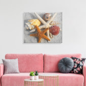 Leinwand zum tropischen Seashell/Starfish Weißer S (Insitu (Wohnzimmer))