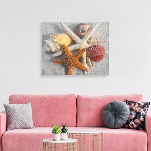 Leinwand zum tropischen Seashell/Starfish Weißer S (Insitu (Wohnzimmer))