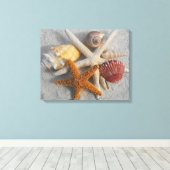 Leinwand zum tropischen Seashell/Starfish Weißer S (Insitu (Holzboden))