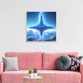 Leinwanddruck (Blauer Horizont UFO) (Insitu (Wohnzimmer))