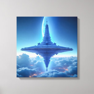 Leinwanddruck (Blauer Horizont UFO)