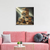 Leinwanddruck (Bücher auf dem Dachboden) (Insitu (Wohnzimmer))