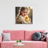 Leinwanddruck (kleines Mädchen und Entlein) (Insitu (Wohnzimmer))