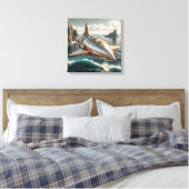 Leinwanddruck (Silbernes UFO über Wasser) (Insitu (Schlafzimmer))
