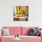 Leinwanddruck (Sonnenblumen und Spitze) (Insitu (Wohnzimmer))