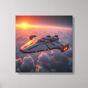 Leinwanddruck (Sonnenuntergang UFO)