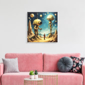 Leinwanddruck (Zeitreisender und Roboter) (Insitu (Wohnzimmer))