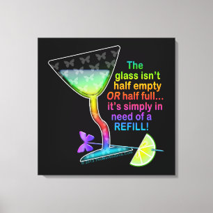 LEINWANDDRUCKE - GLAS HALB VOLL COCKTAIL-KUNST LEINWANDDRUCK