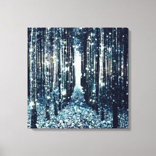 Leinwandkunst: Magischer Wald Teal Graue Eleganz Leinwanddruck