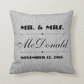 Leinwandleinwand Hochzeits-Kissen des grauen Kissen