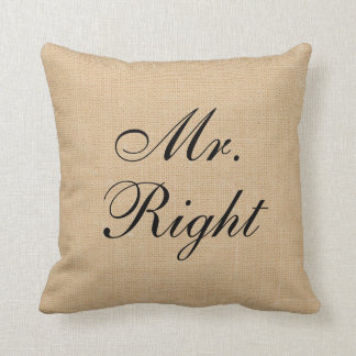 Leinwandleinwand Hochzeits-Kissen Herrn Right Faux Kissen