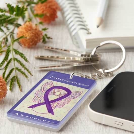 Leiomyasarcoma (LMS) Awareness Ribbon Schlüsselanh Schlüsselanhänger (Vorderseite rechts)