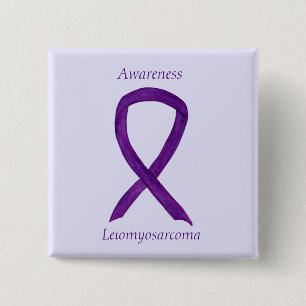 Leiomyosarcoma Lila Awarness Ribbon Custom Button