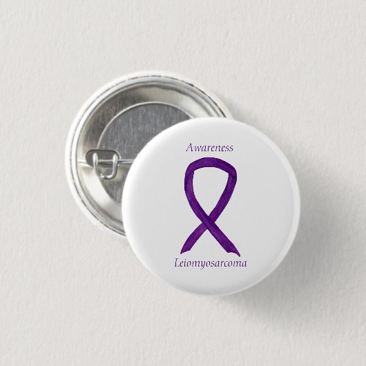 Leiomyosarcoma Lila Awarness Ribbon Custom Button (Vorne & Hinten)