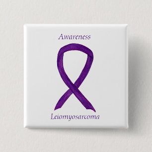 Leiomyosarcoma Lila Awarness Ribbon Custom Button