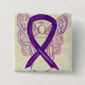 Leiomyosarkom Lila Awarness Ribbon Angel Button (Vorderseite)