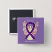 Leiomyosarkom Lila Awarness Ribbon Angel Button (Vorne & Hinten)