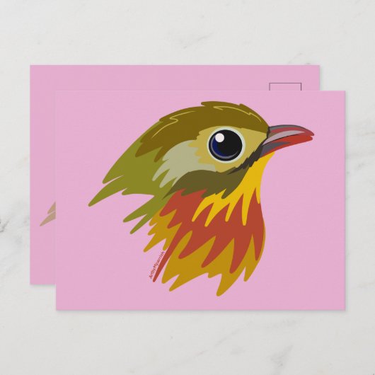 Leiothrix Bird in Rot-Billing - vereinfacht Postkarte (Vorne/Hinten)