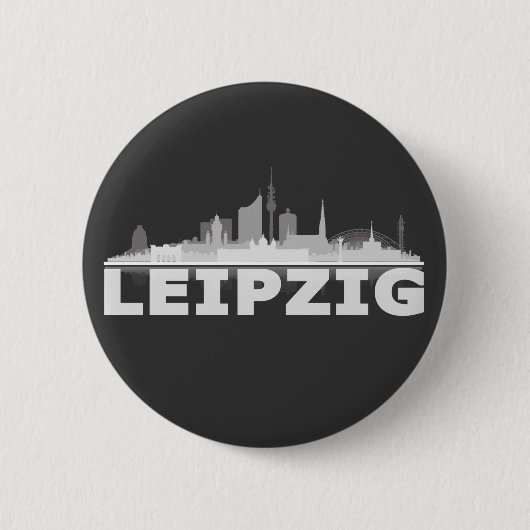 Leipzig City Skyline Button / Anstecker / Pin (Vorderseite)