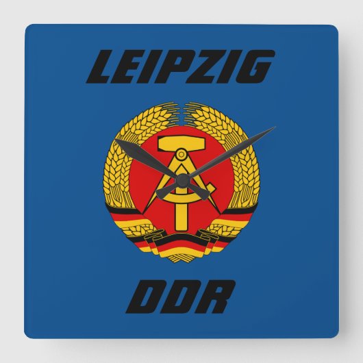 Leipzig, DDR - Ostdeutschland Quadratische Wanduhr (Vorderseite)