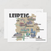 Leipzig Deutschland - Retro Karte mit Sehenswürdig (Vorne/Hinten)
