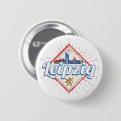 Leipzig Deutschland Sachsen Retro Skyline Vintag Button (Vorne & Hinten)