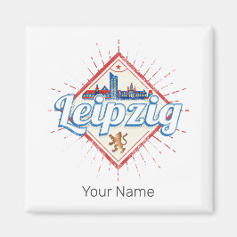 Leipzig Deutschland Sachsen Retro Skyline Vintag Magnet
