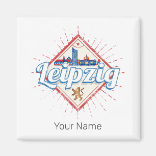 Leipzig Deutschland Sachsen Retro Skyline Vintag Magnet