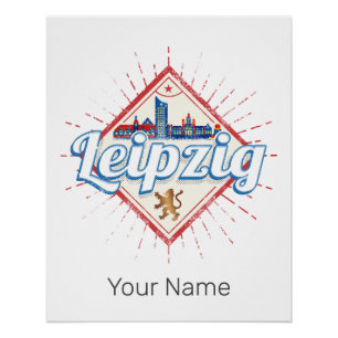 Leipzig Deutschland Sachsen Retro Skyline Vintag Poster