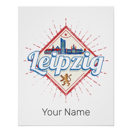 Leipzig Deutschland Sachsen Retro Skyline Vintag Poster (Vorderseite)