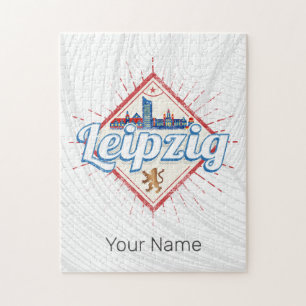 Leipzig Deutschland Sachsen Retro Skyline Vintag Puzzle