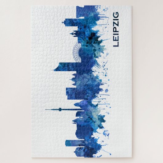 Leipzig Deutschland Skyline Blue Puzzle (Vertikal)