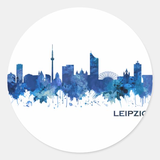 Leipzig Deutschland Skyline Blue Runder Aufkleber (Vorderseite)