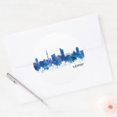Leipzig Deutschland Skyline Blue Runder Aufkleber (Umschlag)