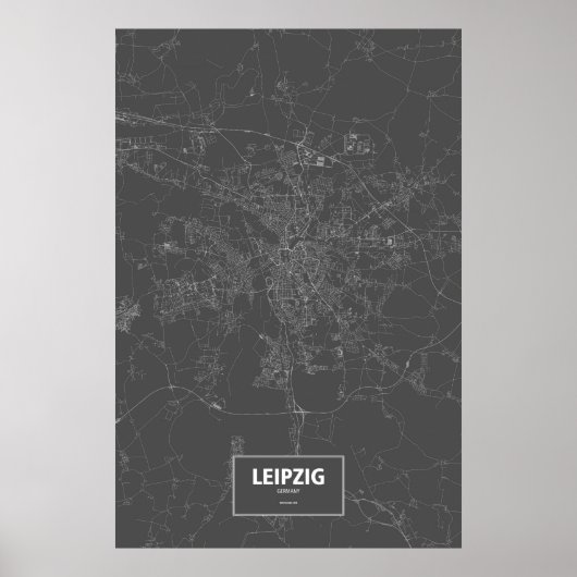 Leipzig, Deutschland (weiß auf schwarz) Poster (Vorne)