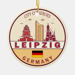 Leipzig Germany City Skyline Emblem Keramik Ornament