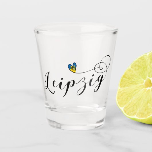 Leipzig Herz, Deutschland Schnapsglas (Vorderseite)