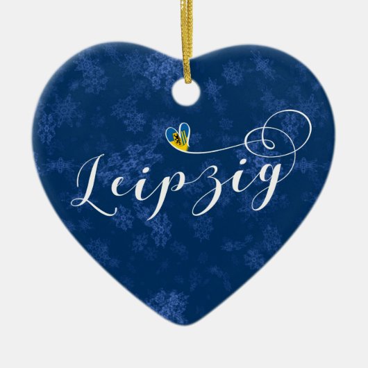 Leipzig Herz, Weihnachtsbaumschmuck, Deutschland Keramikornament (Vorne)