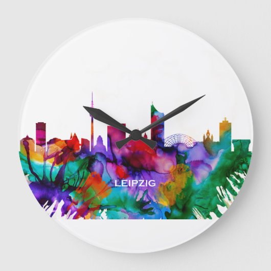 Leipzig Skyline Große Wanduhr (Vorderseite)