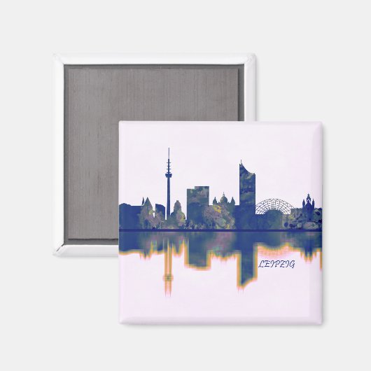 Leipzig Skyline Magnet (Vorderseite/Rückseite)