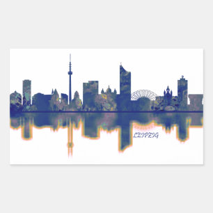 Leipzig Skyline Rechteckiger Aufkleber