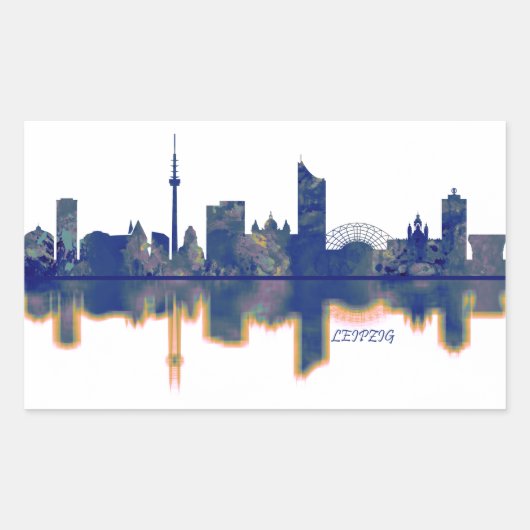 Leipzig Skyline Rechteckiger Aufkleber (Vorderseite)