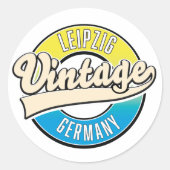 Leipzig Vintage Style Logo. Runder Aufkleber (Vorderseite)
