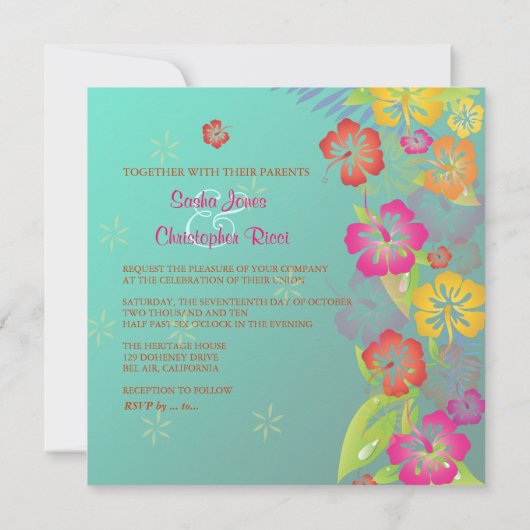 Leis/Luau/Hibiskus Hochzeit Einladungen (Rückseite)